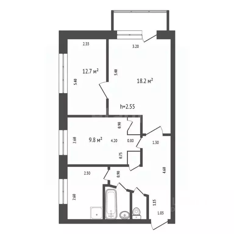 3-к кв. Красноярский край, Красноярск ул. Парижской Коммуны, 3 (58.0 ... - Фото 2