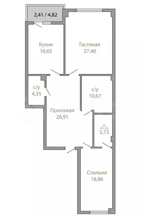 2-к. квартира, 109,3 м, 1/4 эт. - Фото 0