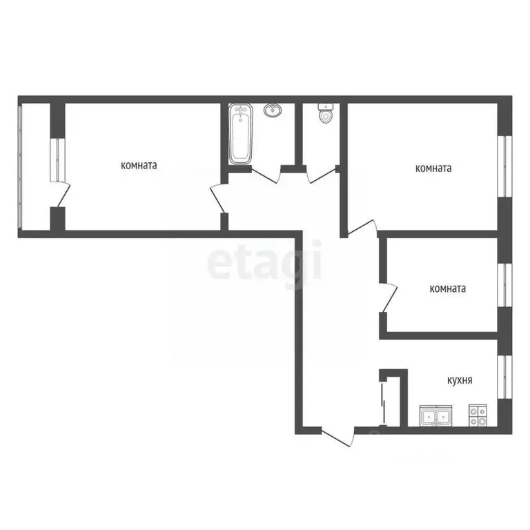 Квартира, 3 комнаты, 67.4 м - Фото 0