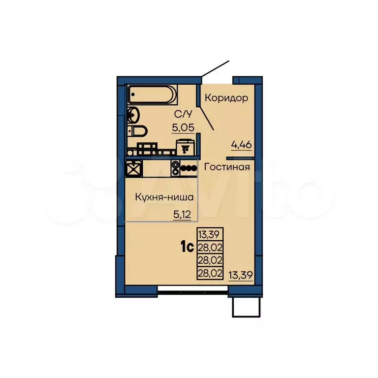 Квартира-студия, 28 м, 6/13 эт. - Фото 0