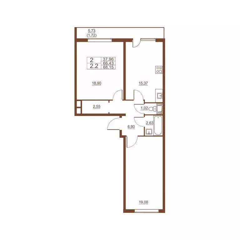 2-комнатная квартира: посёлок Шушары, Московское шоссе, 262к2 (65.6 м) - Фото 0