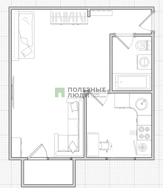 1-к кв. Иркутская область, Ангарск Малый пер., 3А (30.9 м) - Фото 2