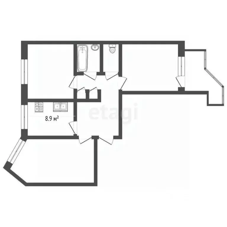3-к кв. Архангельская область, Архангельск ул. Выучейского, 26 (62.8 ... - Фото 2