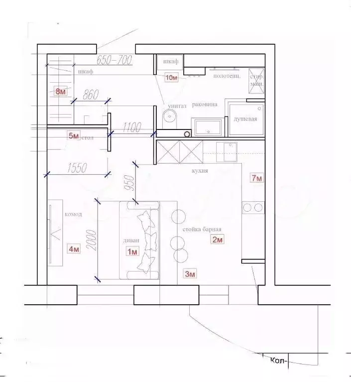 Студия Ивановская область, Иваново Самоцветы мкр, 2 (35.0 м) - Фото 2