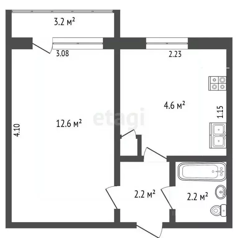 1-к кв. Ростовская область, Ростов-на-Дону Таганрогская ул., 116/6 ... - Фото 2