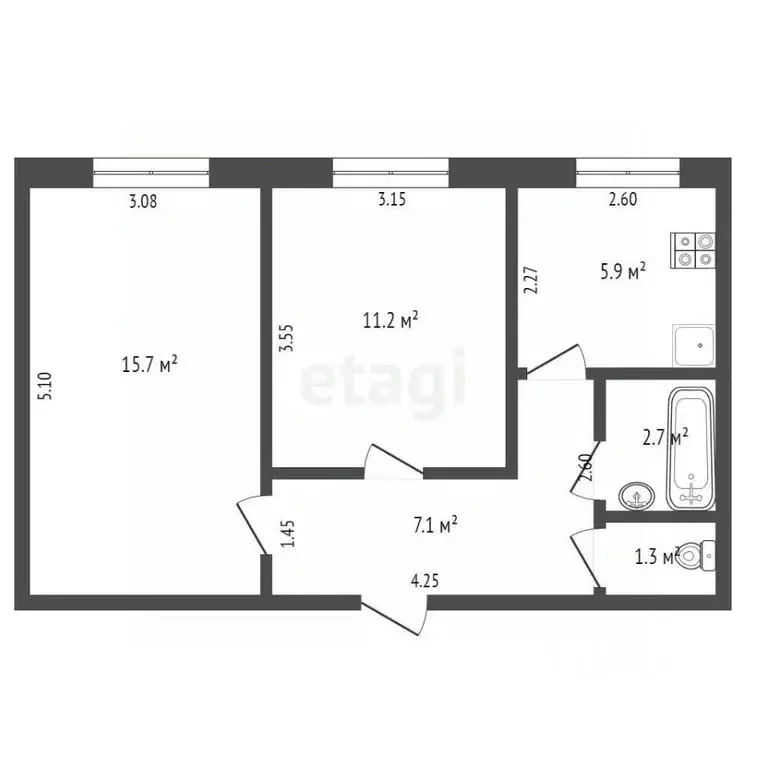 2-к кв. Ямало-Ненецкий АО, Новый Уренгой Лимбяяха мкр, Приозерный мкр, ... - Фото 1