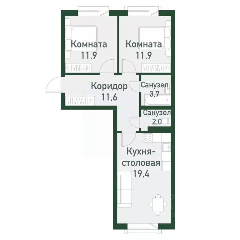 2-к кв. Челябинская область, Челябинский городской округ, пос. ... - Фото 0