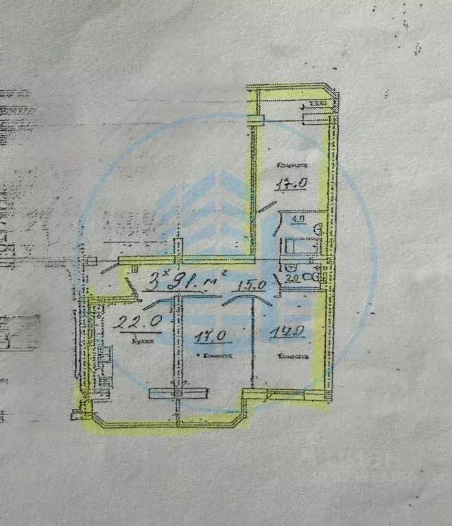 3-к кв. Ставропольский край, Пятигорск Оранжерейная ул., 17к3 (94.5 м) - Фото 2