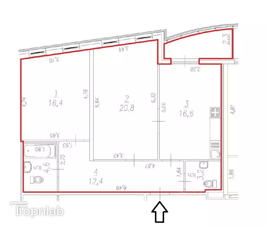 2-к кв. Санкт-Петербург Уральская ул., 2 (74.0 м) - Фото 1