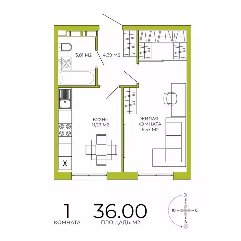 1-к кв. Пензенская область, Пенза Лугометрия жилой комплекс (36.0 м) - Фото 1