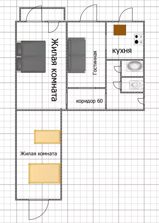 3-к кв. Брянская область, Брянск ул. Чернышевского, 64А (57.0 м) - Фото 1