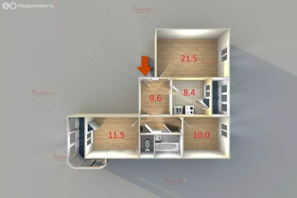 3-комнатная квартира: Екатеринбург, улица Шейнкмана, 114 (65.9 м) - Фото 0