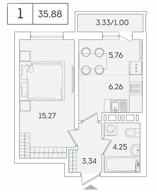 1-комнатная квартира: Мурино, Екатерининская улица, 11 (35.1 м) - Фото 0