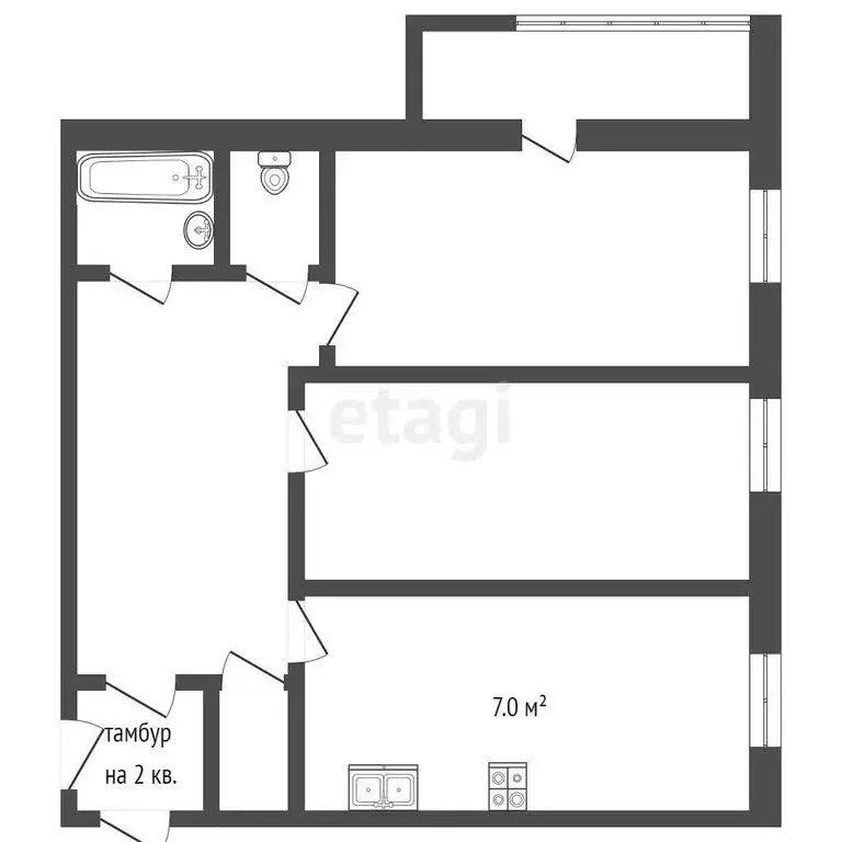 2-комнатная квартира: Оренбург, Телевизионный переулок, 8 (43.2 м) - Фото 0