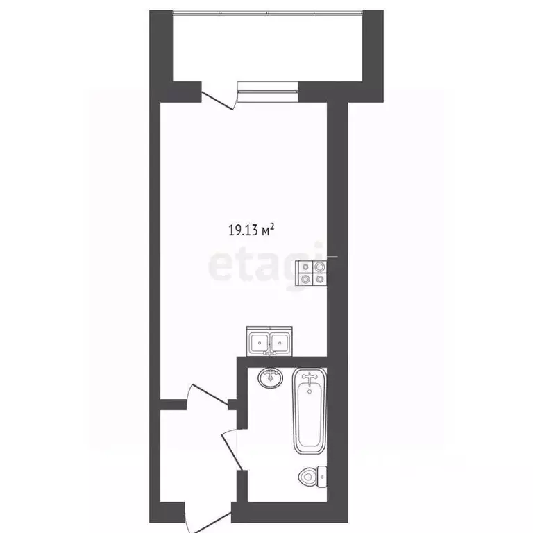 Студия Вологодская область, Вологда Архангельская ул., 12 (21.4 м) - Фото 2