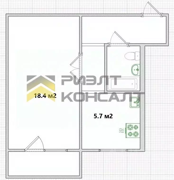 1-к кв. Омская область, Омск Городок Нефтяников мкр, ул. Андрианова, ... - Фото 2