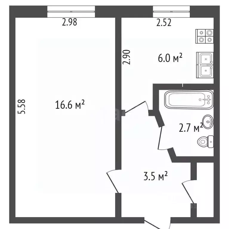 1-к кв. Севастополь ул. Новикова, 23 (30.5 м) - Фото 2