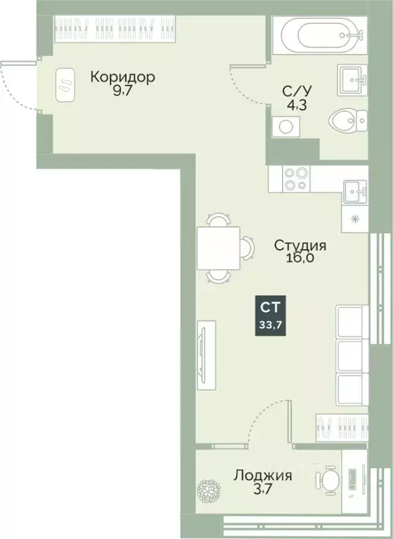 Студия Курганская область, Курган Заозерный жилрайон, Районы-Кварталы ... - Фото 1