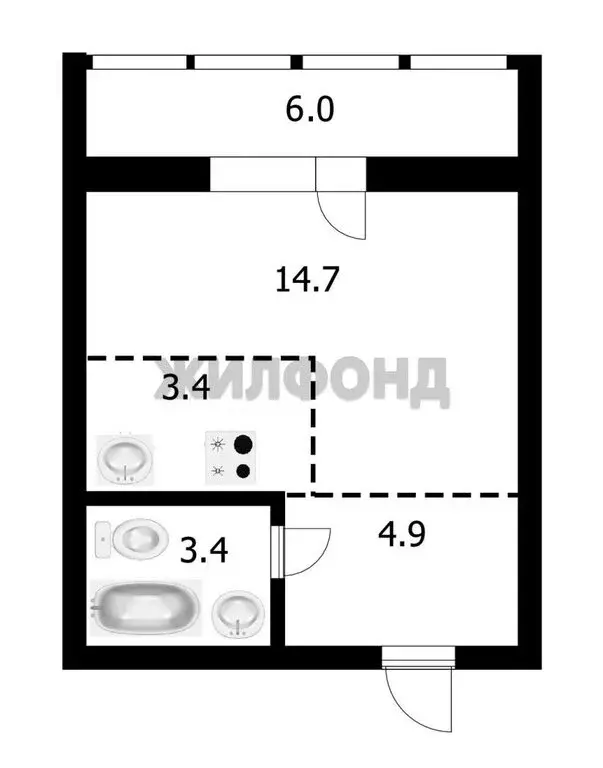 Квартира-студия: Каменка, микрорайон Олимпийской славы, 3 (27.9 м) - Фото 0