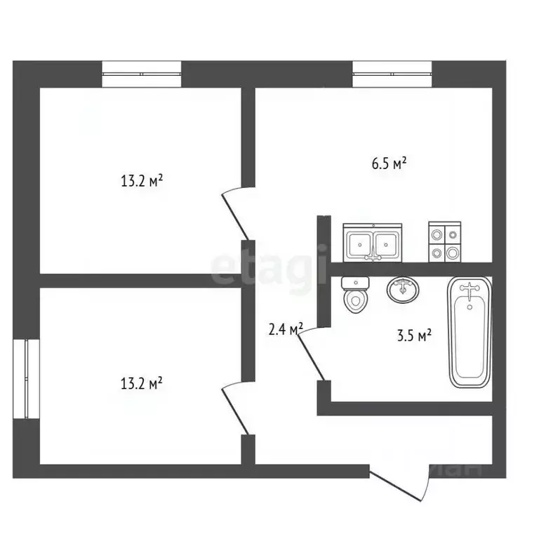 2-к кв. Башкортостан, Стерлитамак ул. Шаймуратова, 5А (38.8 м) - Фото 1