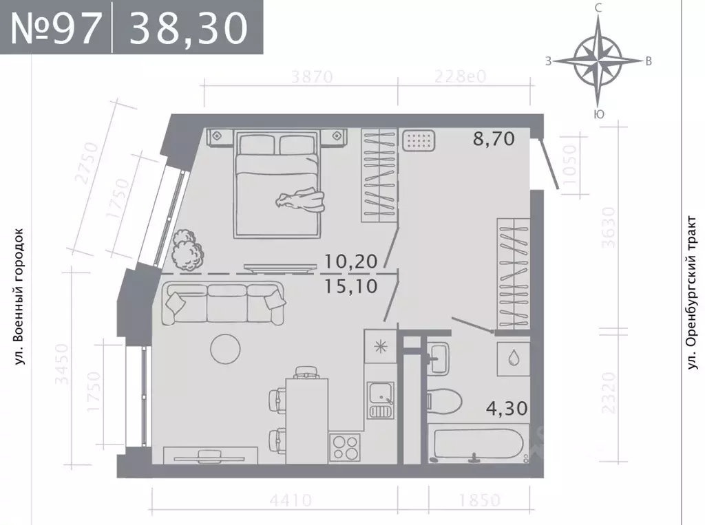 1-к кв. Татарстан, Казань ул. Шишкина (38.3 м) - Фото 0