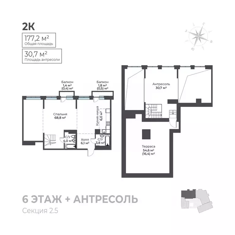 2-к кв. Пермский край, Пермь Вышка II мкр, Ветлан жилой комплекс ... - Фото 1