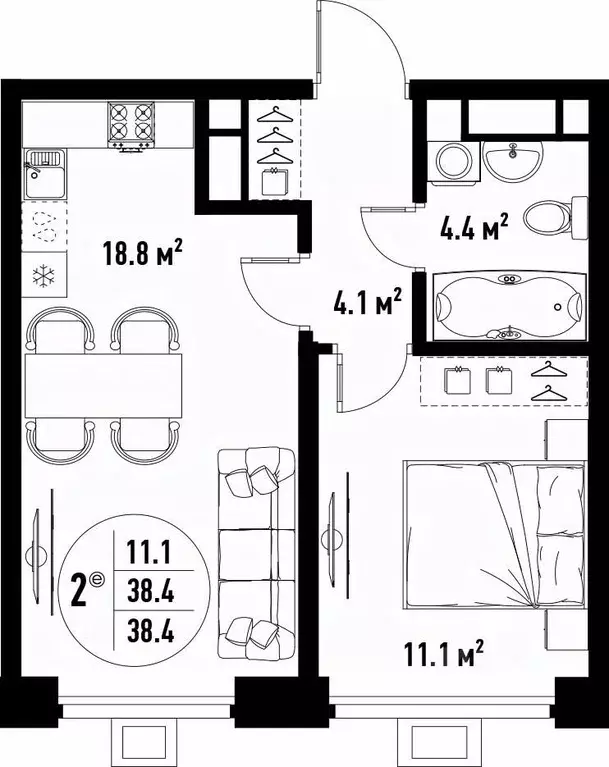 2-к кв. Астраханская область, Астрахань ул. Бэра, 29 (38.4 м) - Фото 2
