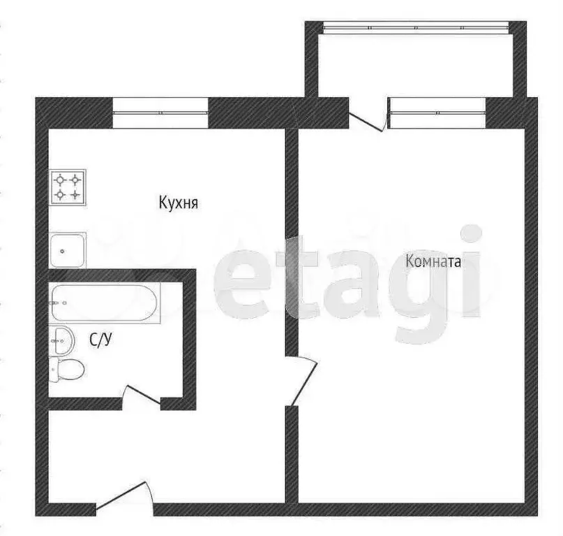 1-к. квартира, 32 м, 4/5 эт. - Фото 0