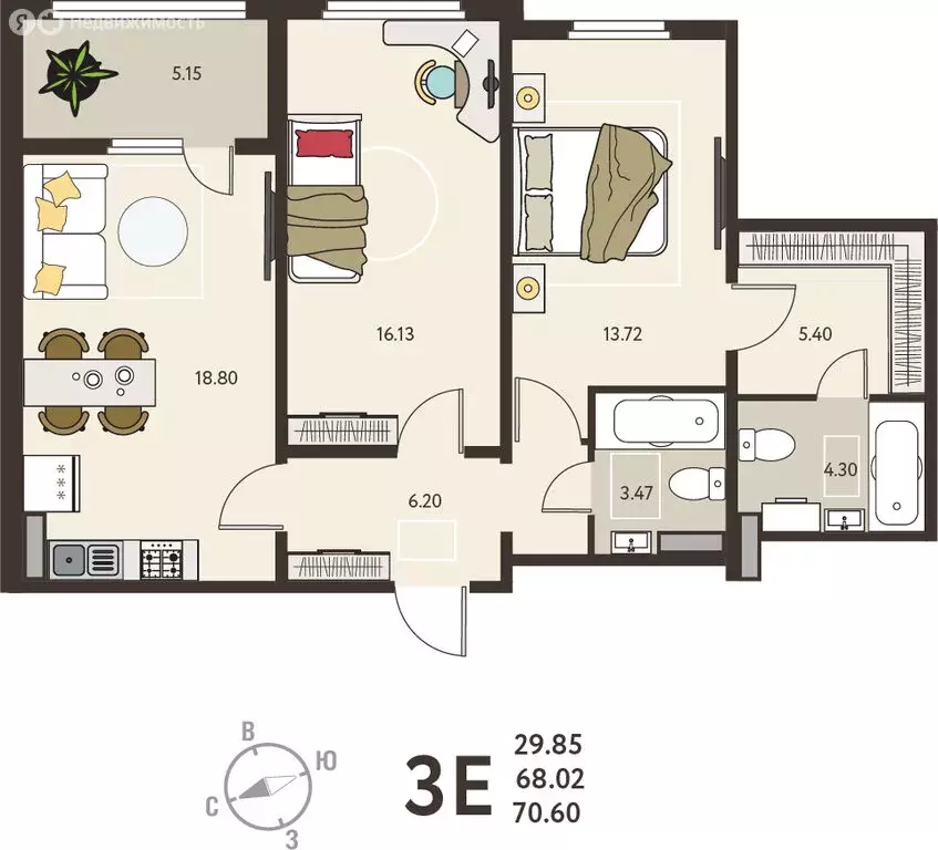 2-комнатная квартира: Курск, микрорайон Курского Завода Тракторных ... - Фото 1