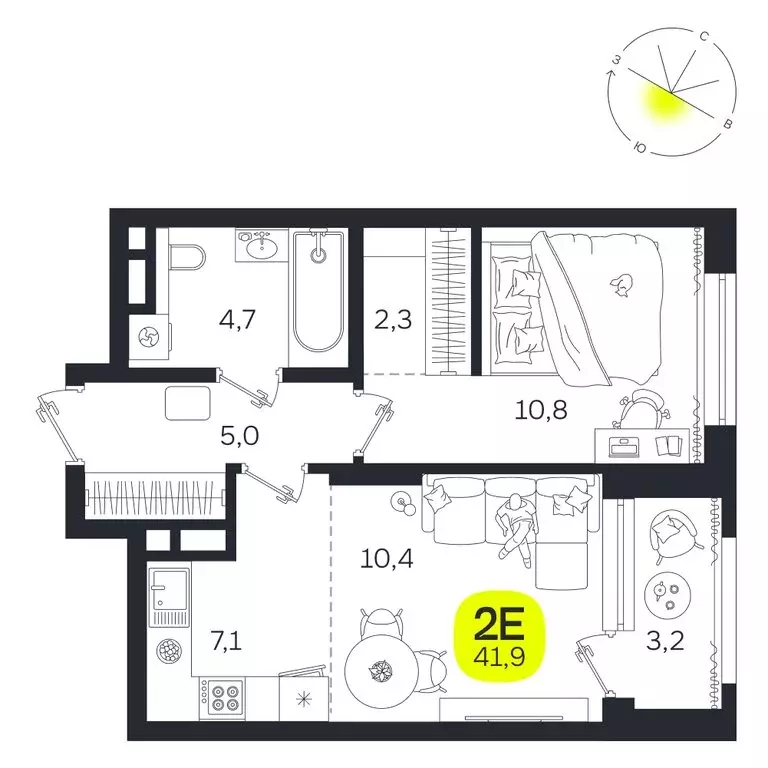 2-комнатная квартира: Екатеринбург, улица Титова, 19Б (41.9 м) - Фото 0
