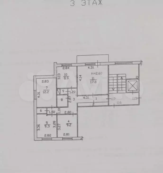 4-к. квартира, 76,9 м, 3/9 эт. - Фото 0