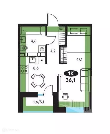Продаётся 1-к квартира, 36.1 м - Фото 0