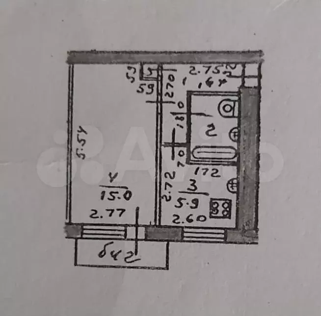 1-к. квартира, 33 м, 5/5 эт. - Фото 0