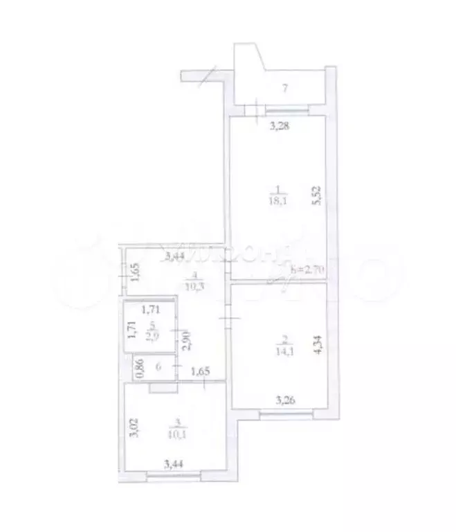 2-к. квартира, 57 м, 6/9 эт. - Фото 0