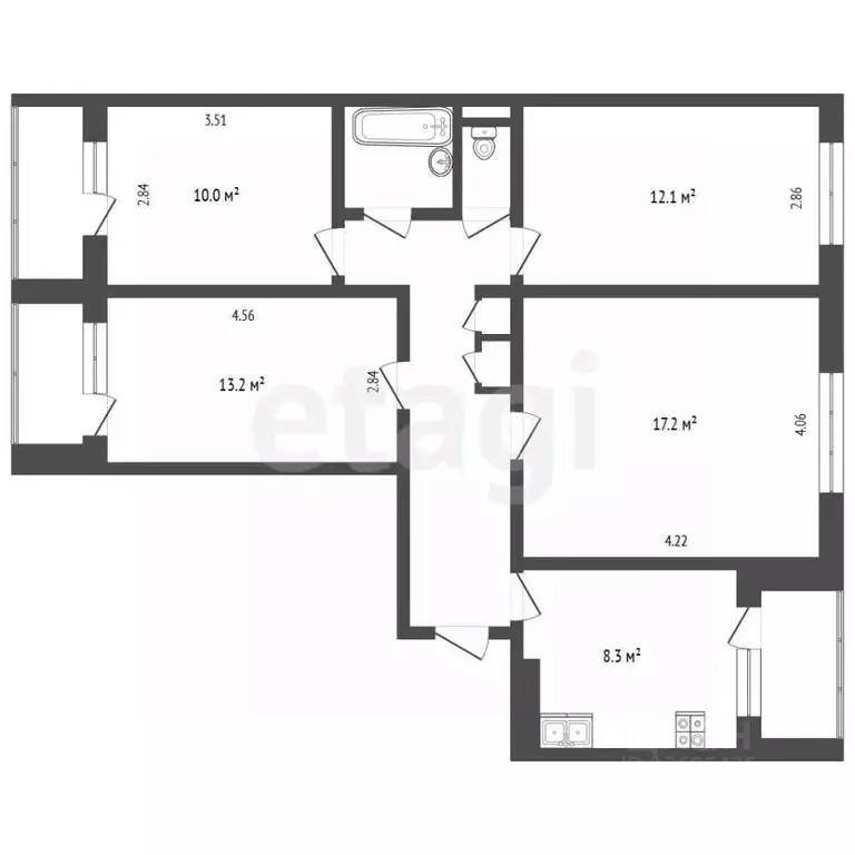 4-к кв. Москва ул. Коненкова, 23 (75.3 м) - Фото 2