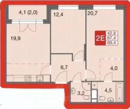 2-к кв. Москва Фестивальная ул., 15К4 (69.4 м) - Фото 2