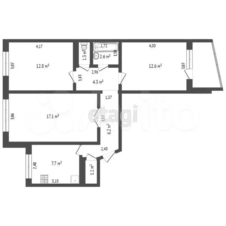 3-к. квартира, 65 м, 8/9 эт. - Фото 0