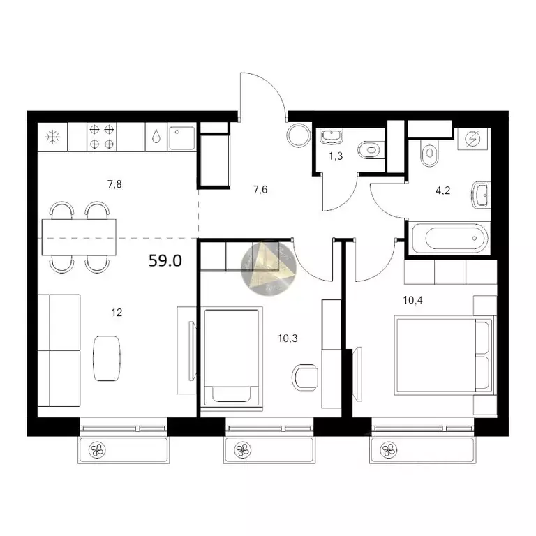 2-к кв. Санкт-Петербург Лиговский просп., 244 (59.0 м) - Фото 1