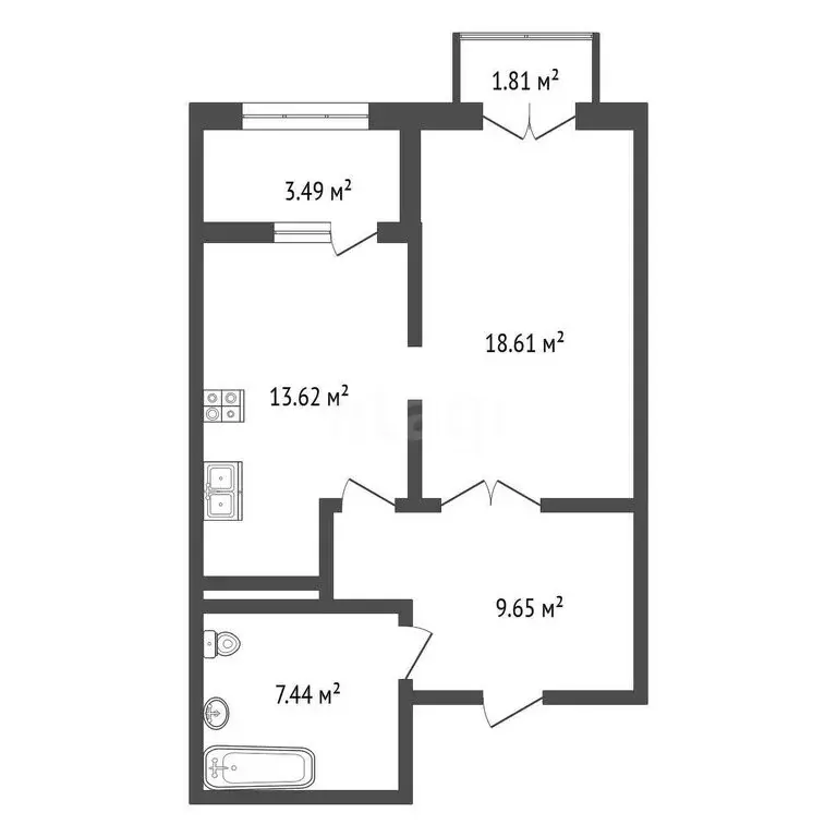 1-комнатная квартира: Дубна, район Большая Волга (52.81 м) - Фото 1