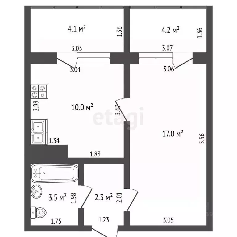1-к кв. Башкортостан, Стерлитамак Крымская ул., 20 (32.9 м) - Фото 1