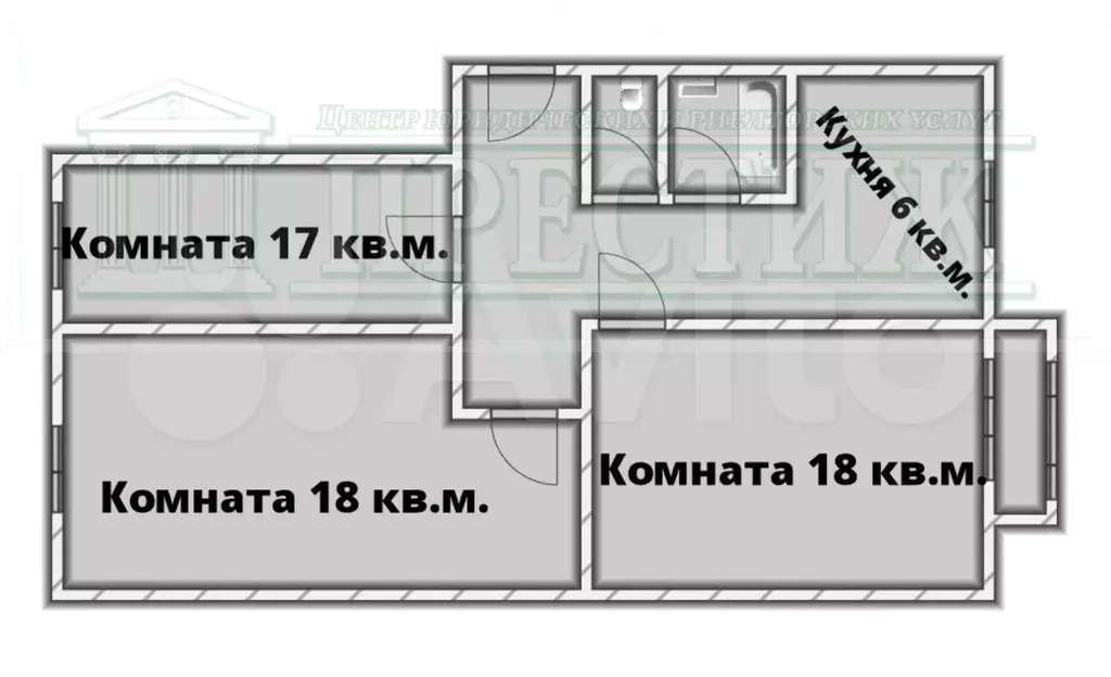 3-к. квартира, 61,4 м, 1/5 эт. - Фото 0