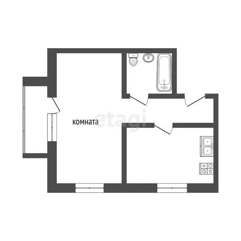 1-комнатная квартира: село Исетское, улица Федосова, 1 (36.7 м) - Фото 1
