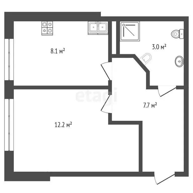 1-комнатная квартира: Туапсе, улица Калараша, 80к3 (32.7 м) - Фото 0