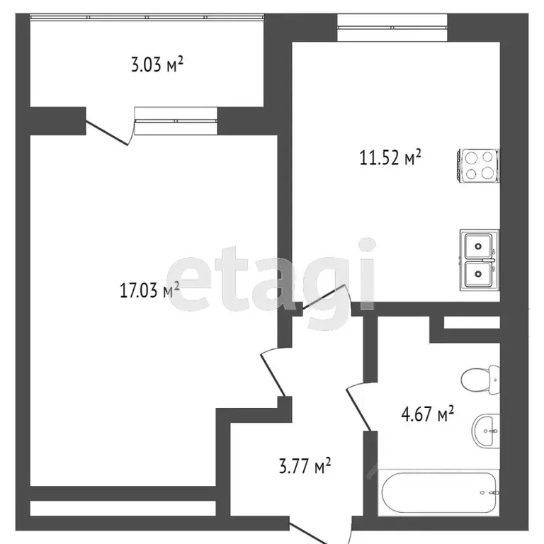 1-к кв. Тюменская область, Тюмень ул. Фармана Салманова, 14 (37.0 м) - Фото 1