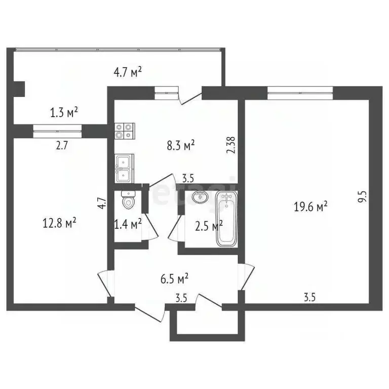 2-к кв. Крым, Феодосия ул. Гарнаева, 63Г (51.9 м) - Фото 2