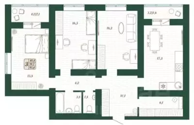 3-к кв. Самарская область, Волжский район, Смышляевка городское ... - Фото 1