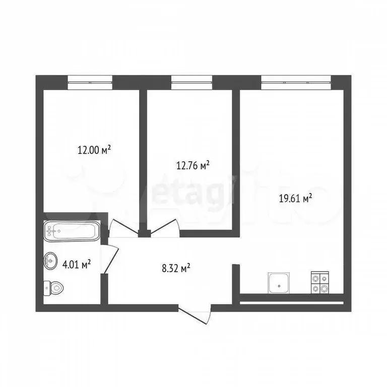 2-к. квартира, 56,7 м, 3/10 эт. - Фото 0