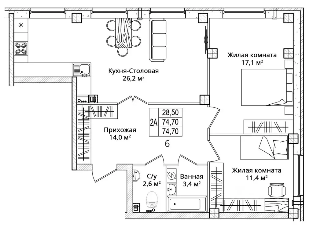 2-к кв. Псковская область, Псковский район, Завеличенская волость, д. ... - Фото 1