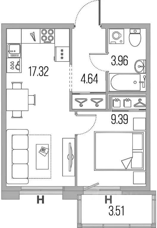 1-к кв. Санкт-Петербург просп. Героев, 33 (35.1 м) - Фото 1