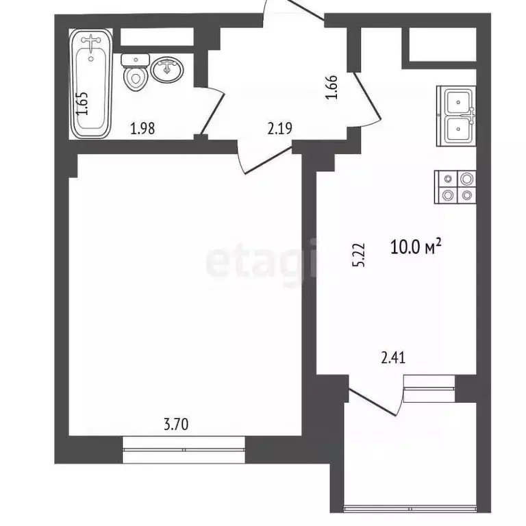 1-к кв. Ханты-Мансийский АО, Ханты-Мансийск Югорская ул., 1 (33.0 м) - Фото 0